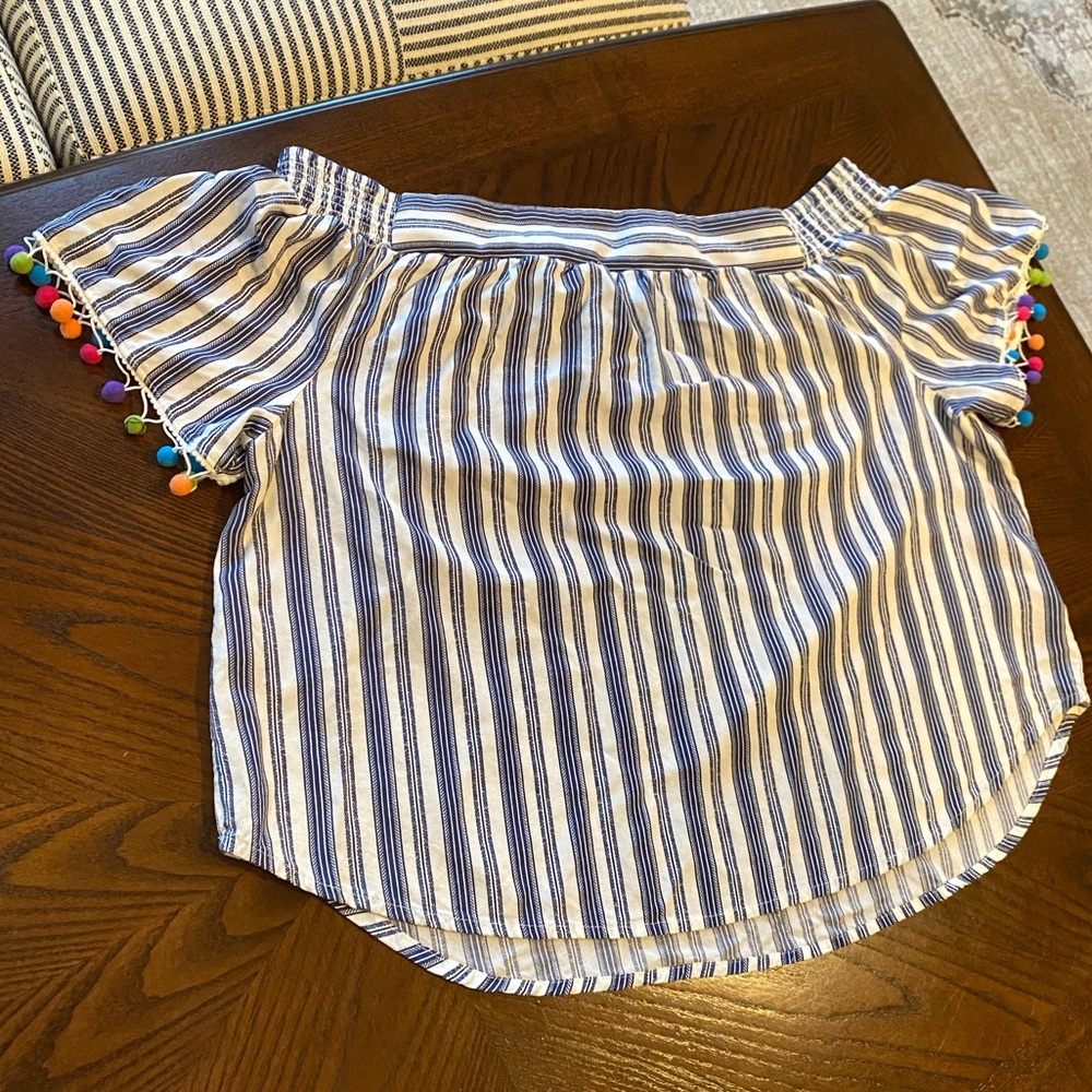 Off Shoulder Colorful Tassel Top
